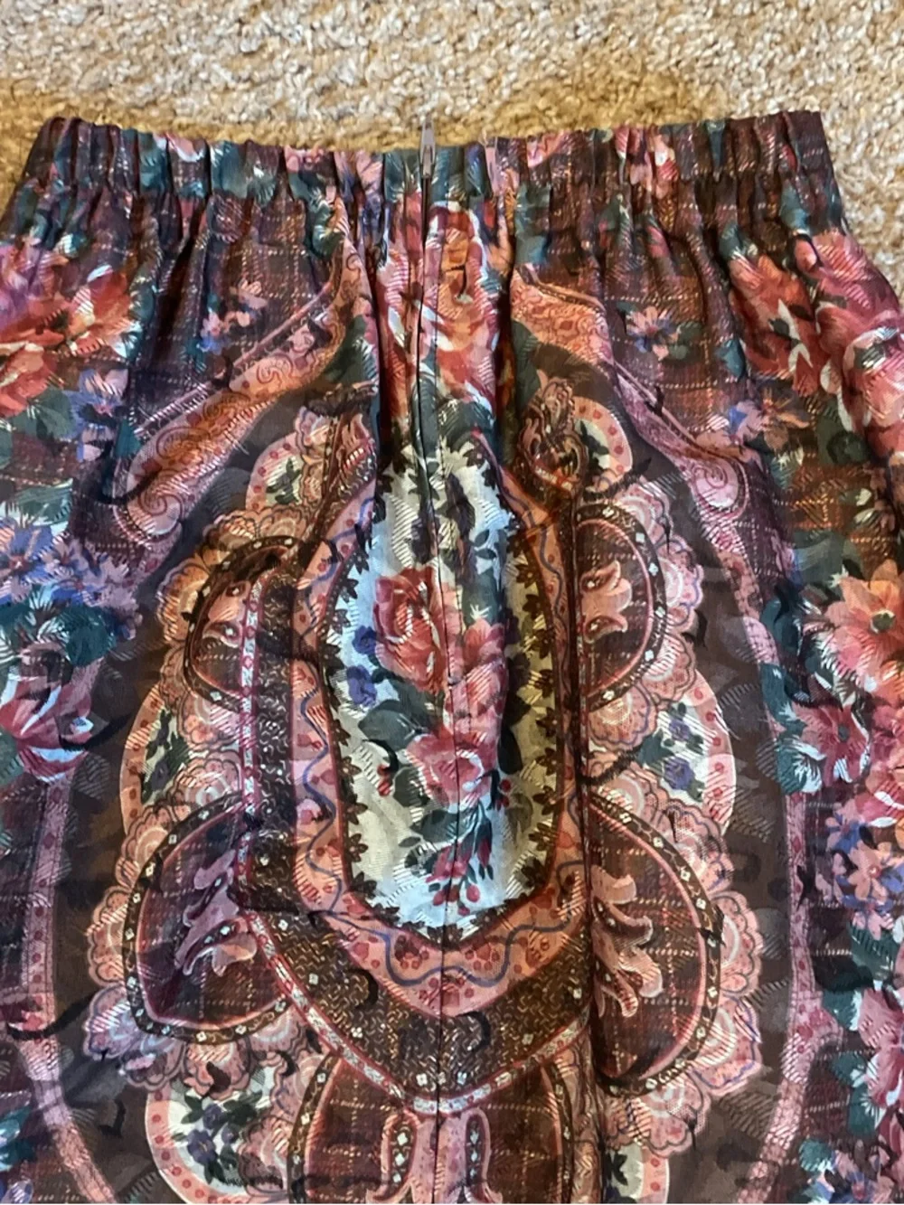Petite Sophisticate Vintage Tapestry Midi Skirt Floral Paisley Pockets Size 6 - Picture 6 of 6